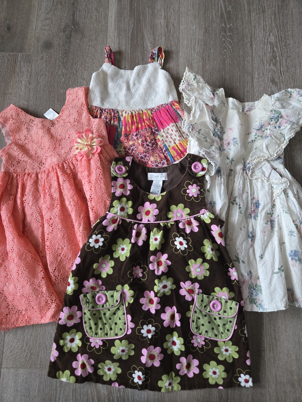 Boutique Floral & Lace Dress Bundle - 4pc Lot (Sizes 3T & 4T)
